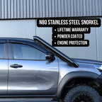 Toyota Hilux N80 Premium stainless steel snorkel mounted on vehicle